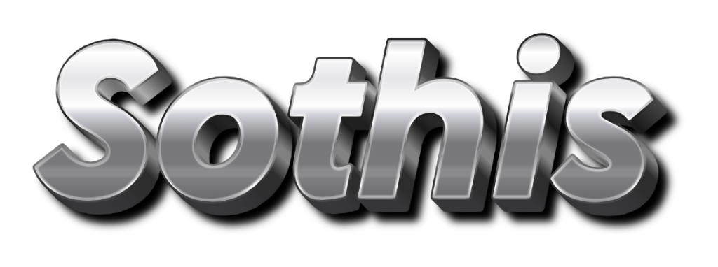 Alternate metallic Sothis wordmark